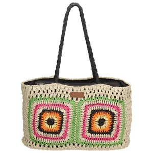 Dámská proutěná kabelka barevný vzor - PE-Florence Natural life shopper